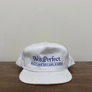 Vintage WordPerfect Solutions Beyond Words Snapback White Men’s